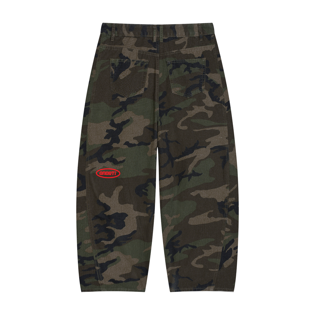 Camo Barrel Leg Cargo Pants