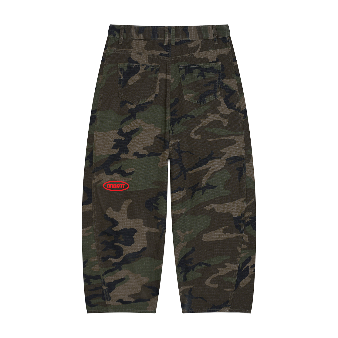 Camo Barrel Leg Cargo Pants