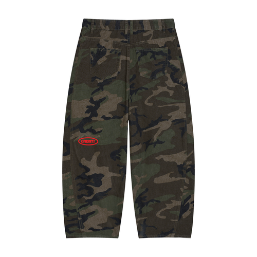 Camo Barrel Leg Cargo Pants
