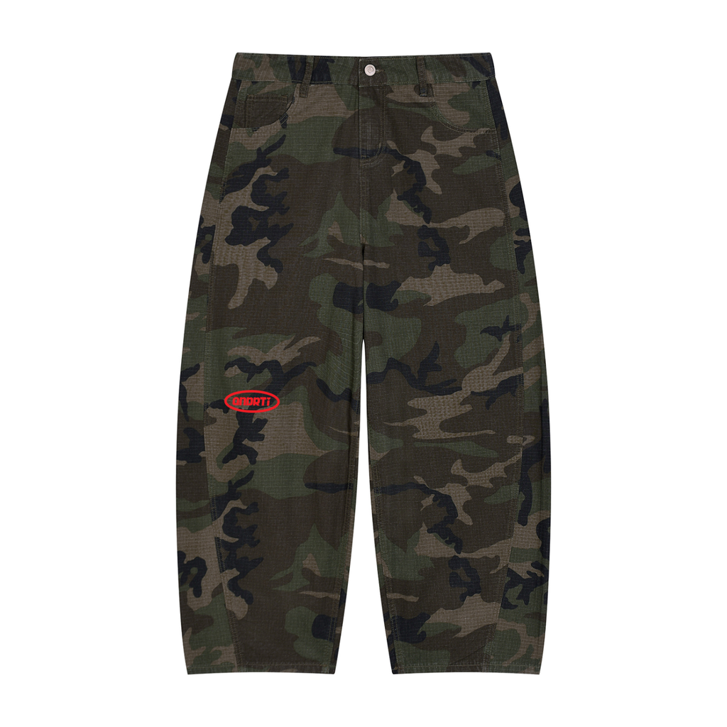 Camo Barrel Leg Cargo Pants