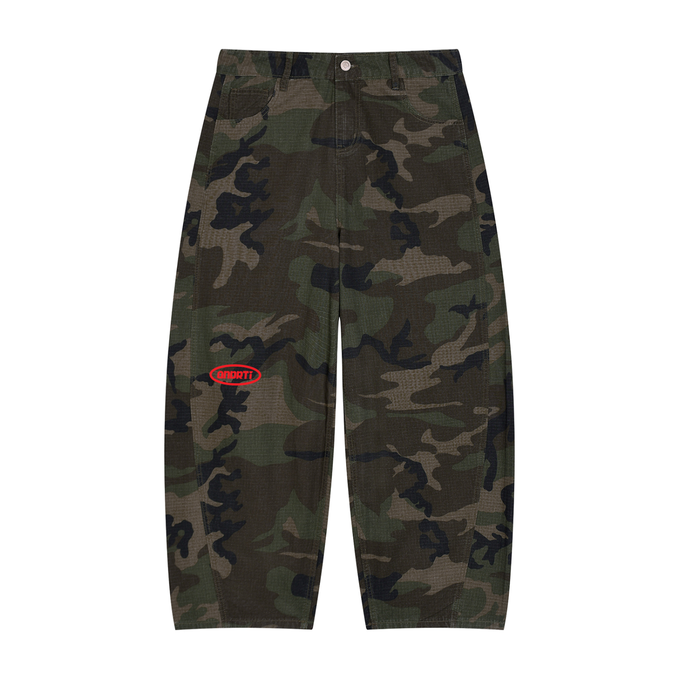Camo Barrel Leg Cargo Pants