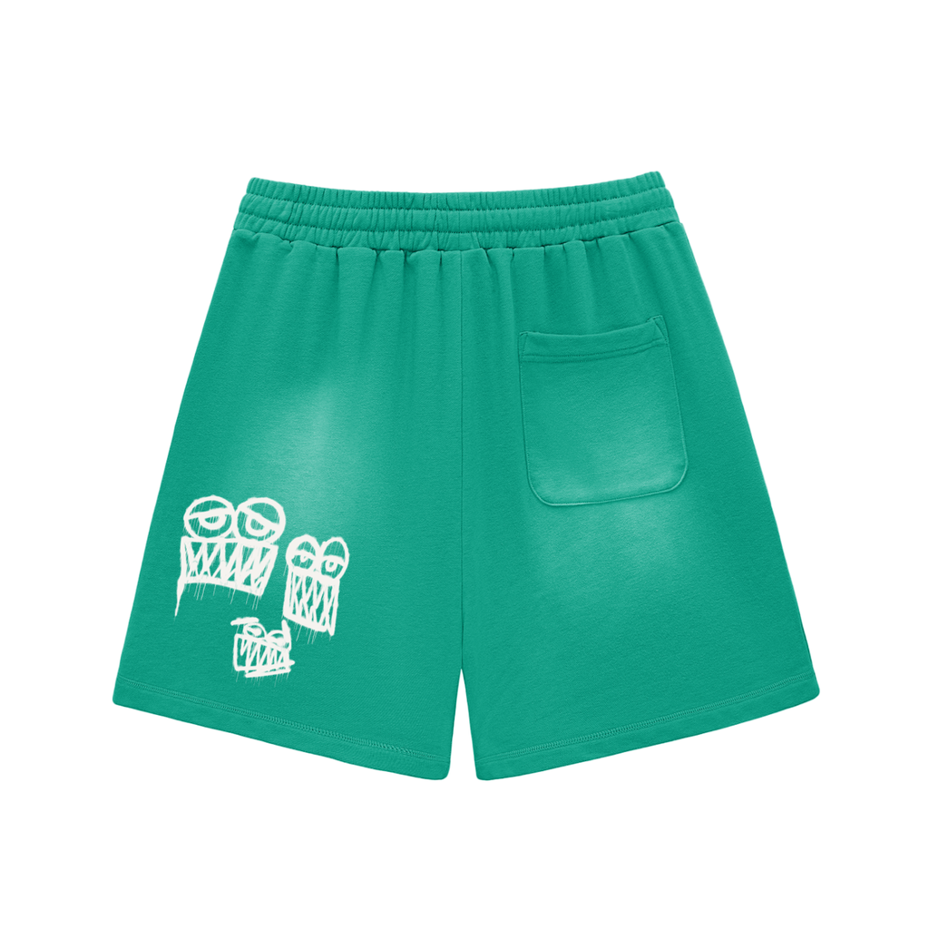Sun Fade Raw Edge Cotton Shorts