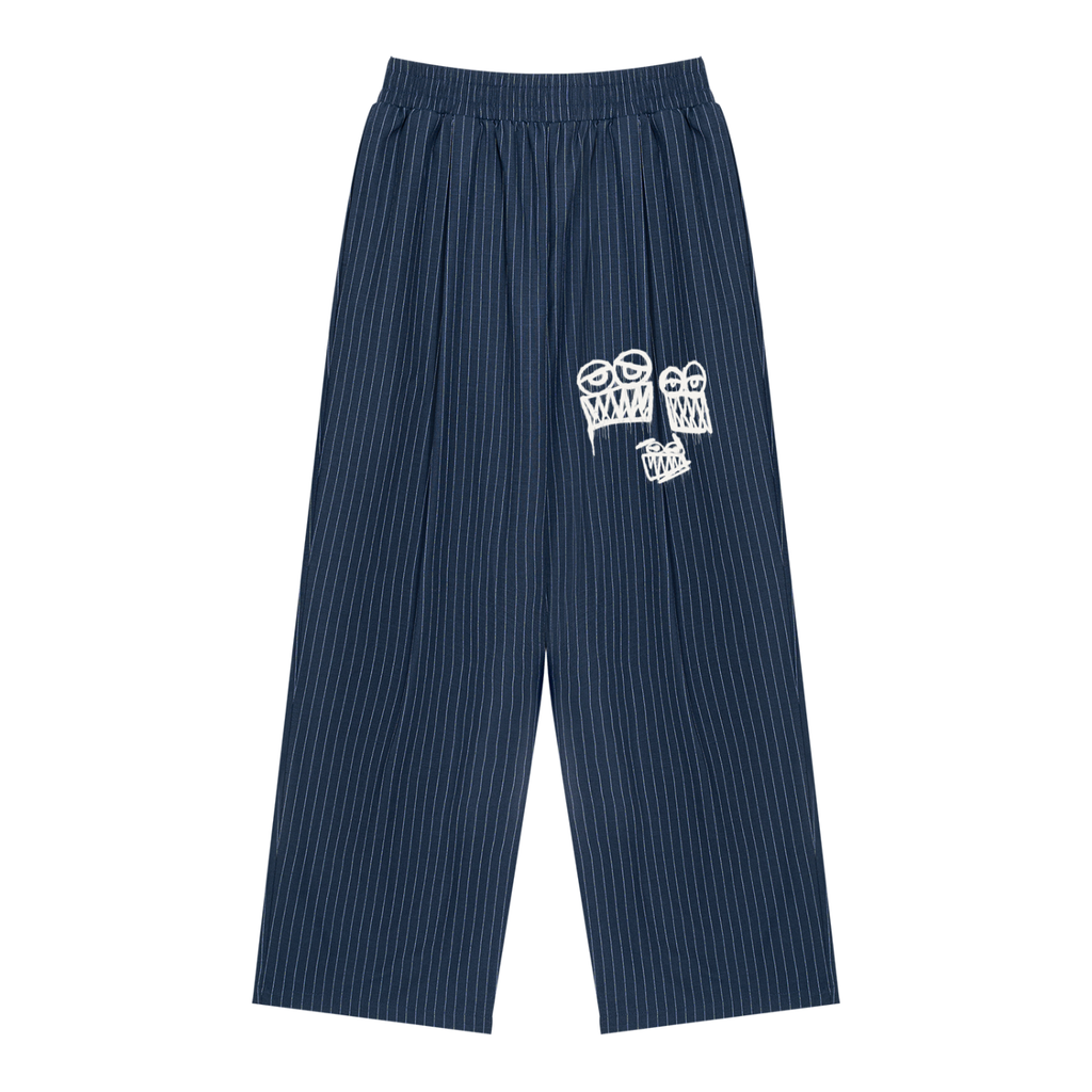Unisex Striped Pleated Pants