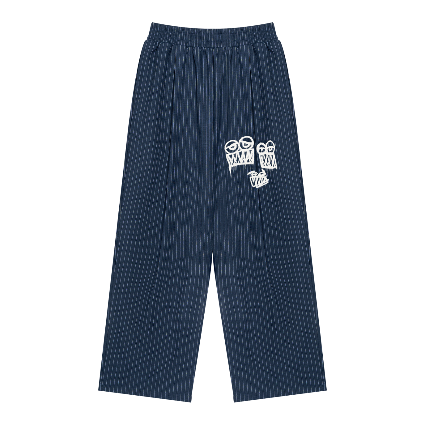 Unisex Striped Pleated Pants